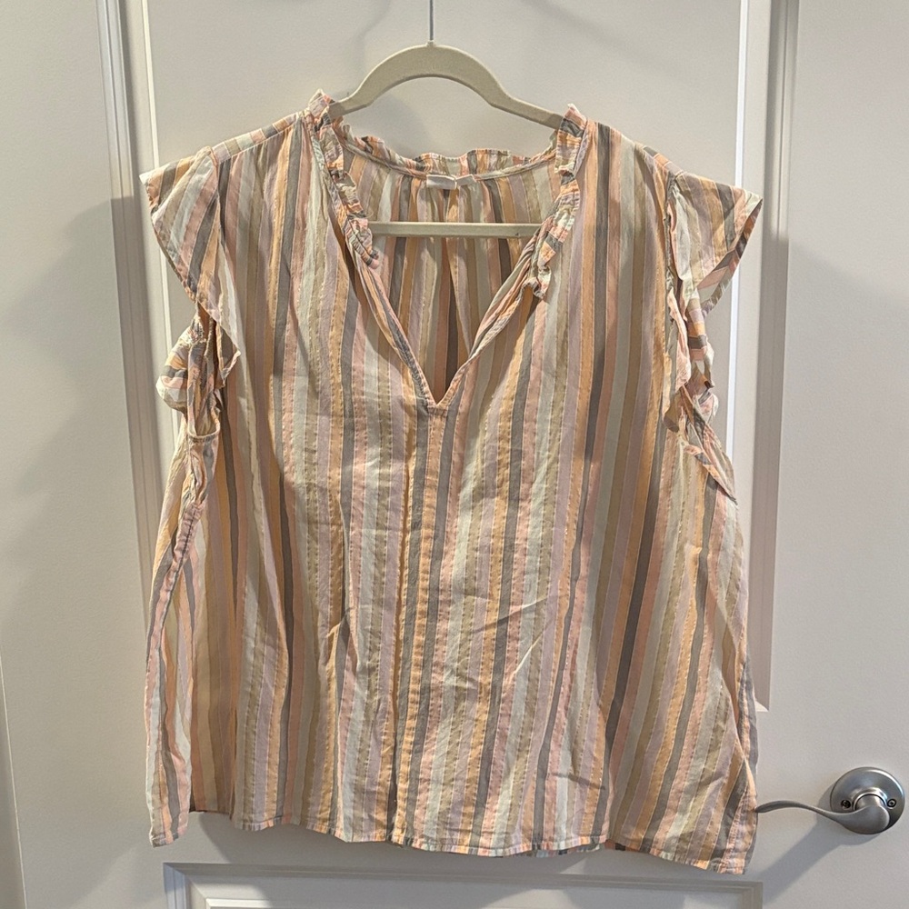Gap Striped Ruffle Sleeve Top